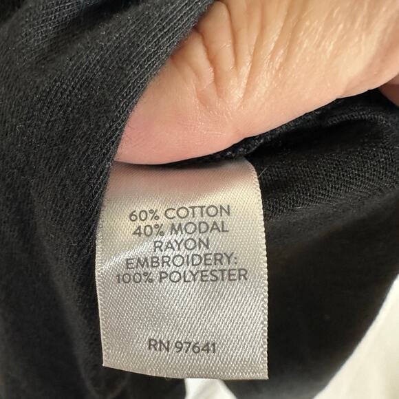 J Jill Black Tunic Sleeveless Tank Top Sz Large Floral Embroidered High Low‎ Hem - Picture 6 of 9